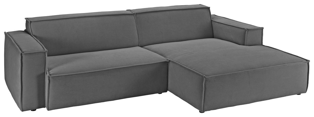 ECKSOFA in Feincord Anthrazit  - Anthrazit/Schwarz, Konventionell, Kunststoff/Textil (276/168cm) - Hom`in