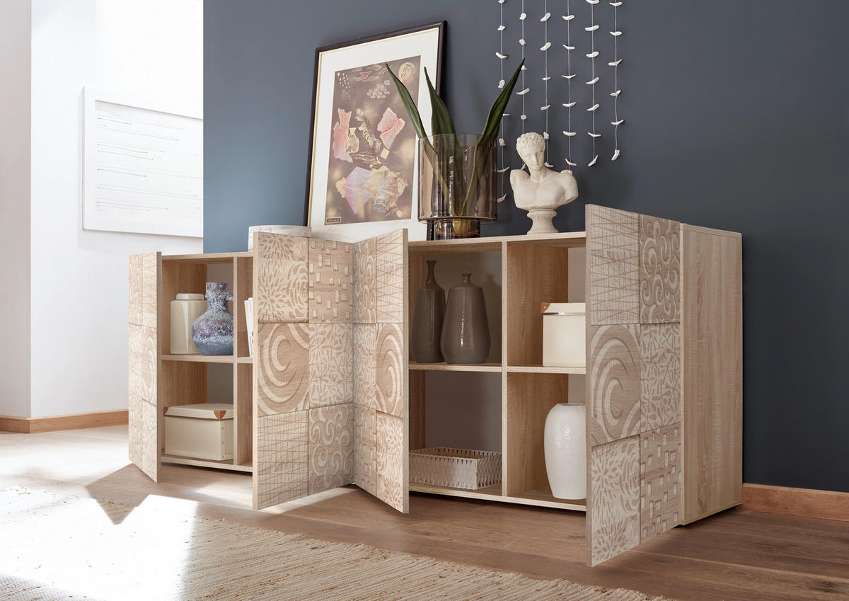 SIDEBOARD  241/84/42 cm  - Eichefarben/Schwarz, Design, Holzwerkstoff/Kunststoff (241/84/42cm) - MID.YOU
