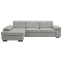 ECKSOFA in Flachgewebe Grau, Hellgrün  - Schwarz/Hellgrün, Design, Textil/Metall (174/297cm) - Beldomo Style