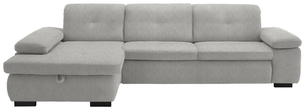 ECKSOFA in Flachgewebe Grau, Hellgrün  - Schwarz/Hellgrün, Design, Textil/Metall (174/297cm) - Beldomo Style