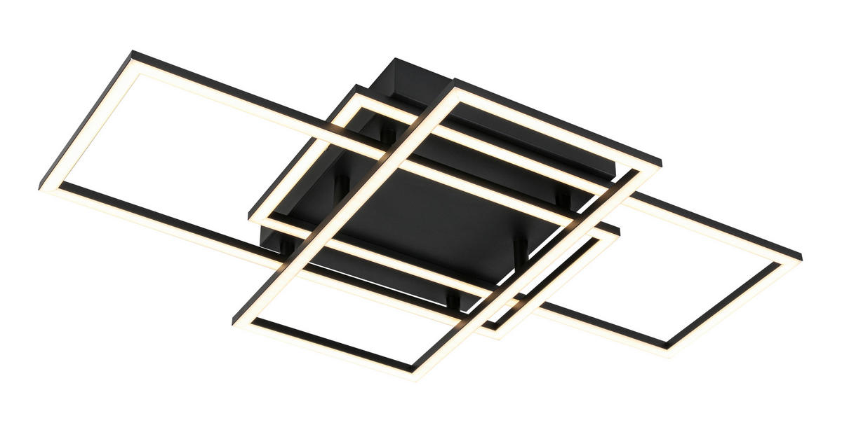 STROPNÍ LED SVÍTIDLO, 58/36/7,5 cm - černá, Design, kov/plast (58/36/7,5cm) - Novel