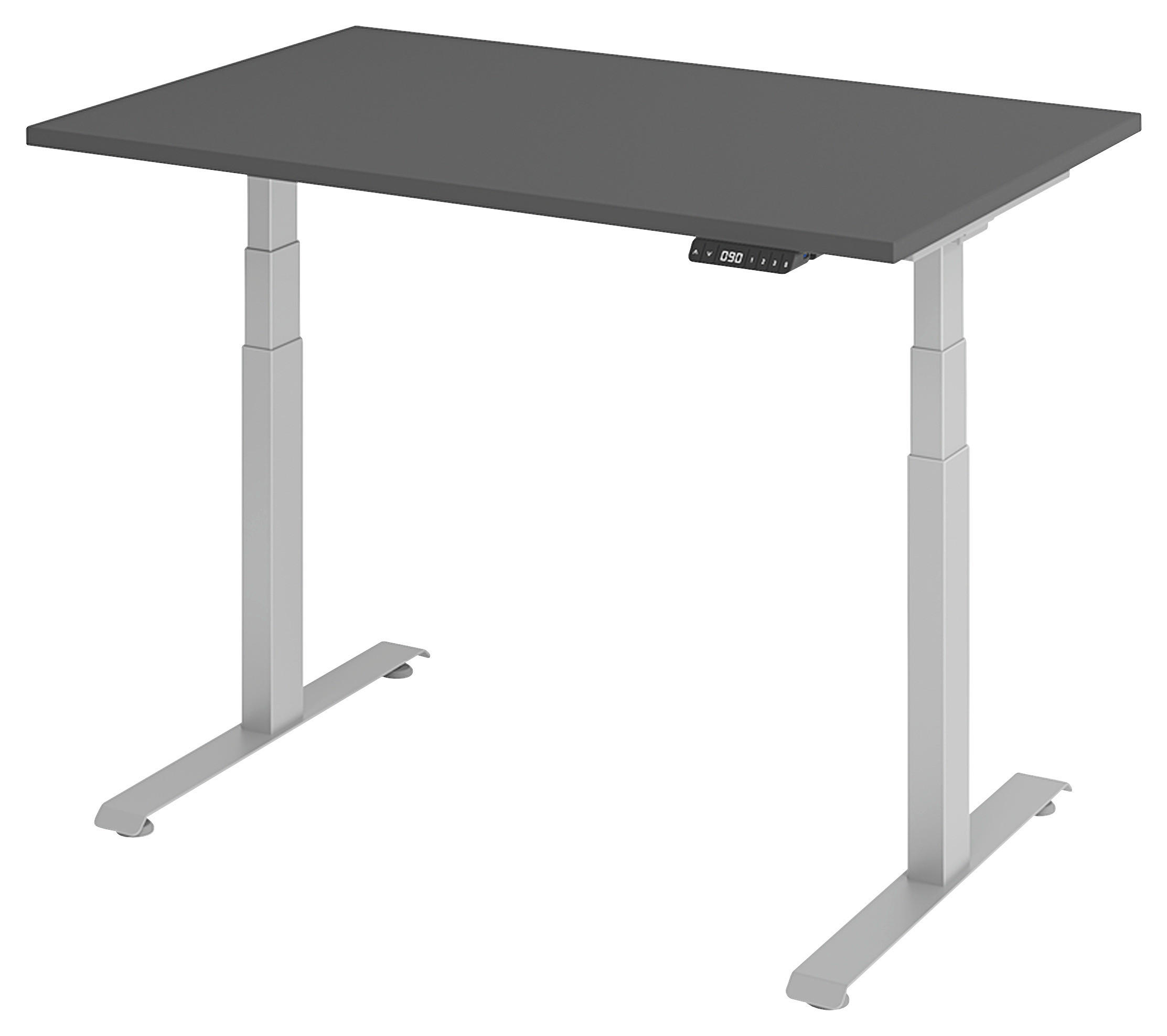 SCHREIBTISCH höhenverstellbar  - Silberfarben/Graphitfarben, KONVENTIONELL, Holzwerkstoff/Metall (120/80/64,5-129,5cm) - Venda