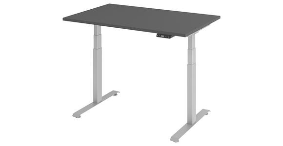 SCHREIBTISCH höhenverstellbar  - Silberfarben/Graphitfarben, KONVENTIONELL, Holzwerkstoff/Metall (120/80/64,5-129,5cm) - Venda