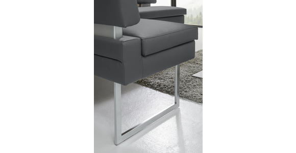 ECKBANK 158/200 cm  in Grau, Edelstahlfarben  - Edelstahlfarben/Grau, Design, Textil/Metall (158/200cm) - Dieter Knoll