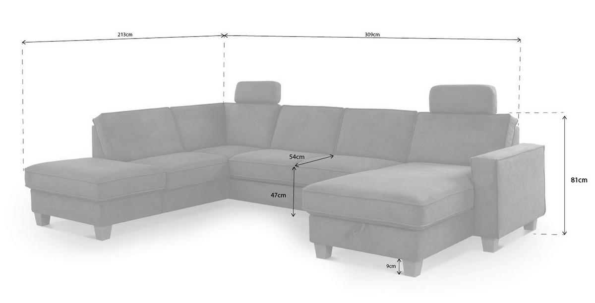WOHNLANDSCHAFT in Flachgewebe Dunkelrot  - Eichefarben/Dunkelrot, Konventionell, Holz/Textil (213/309/161cm) - Sit & More
