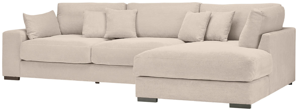 ECKSOFA in Cord Creme  - Creme/Schwarz, Design, Kunststoff/Textil (340/205cm) - Lomoco