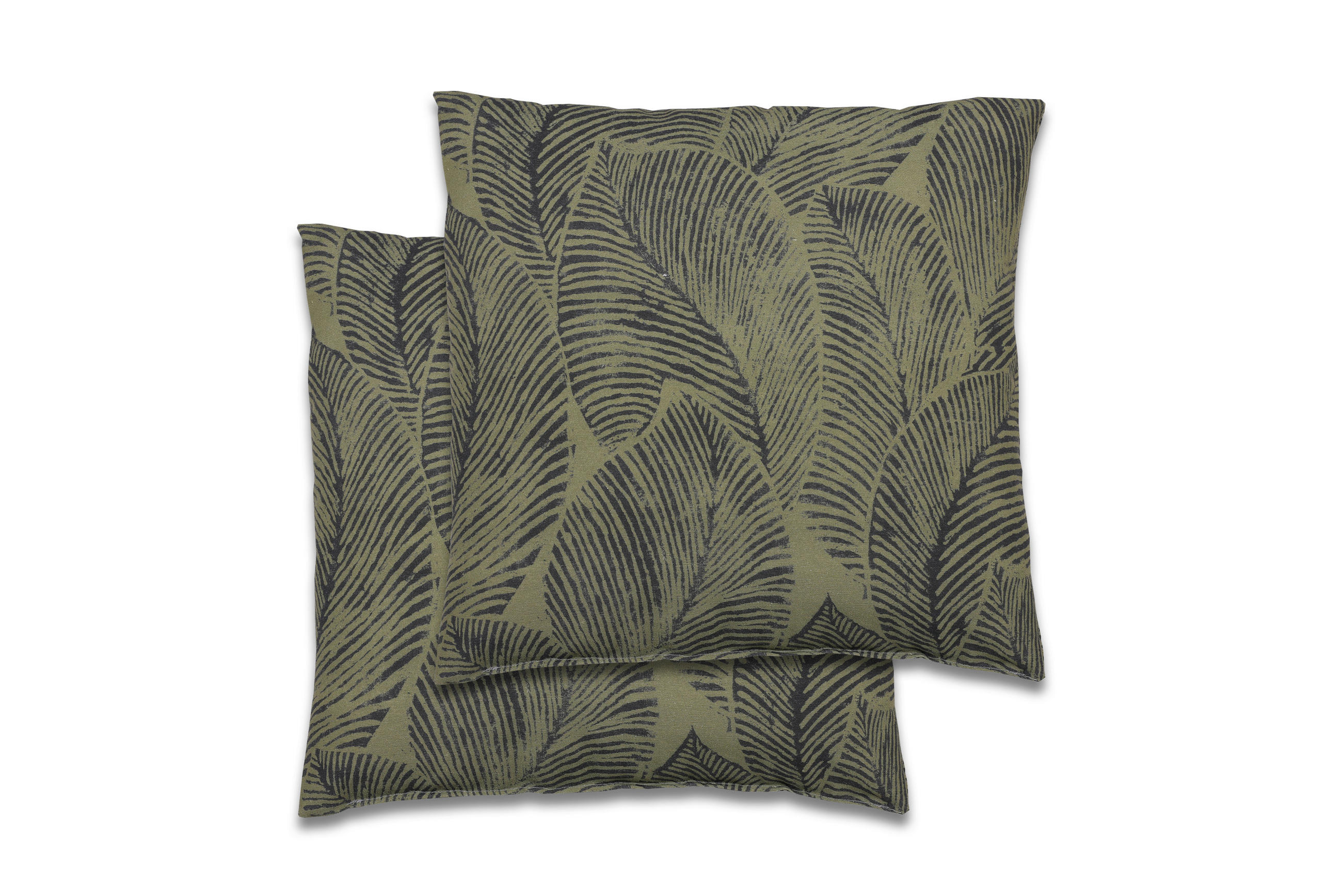 ZIERKISSENSET in Grün Blätter 48/48 cm  - Grün, Basics, Textil (48/48cm)
