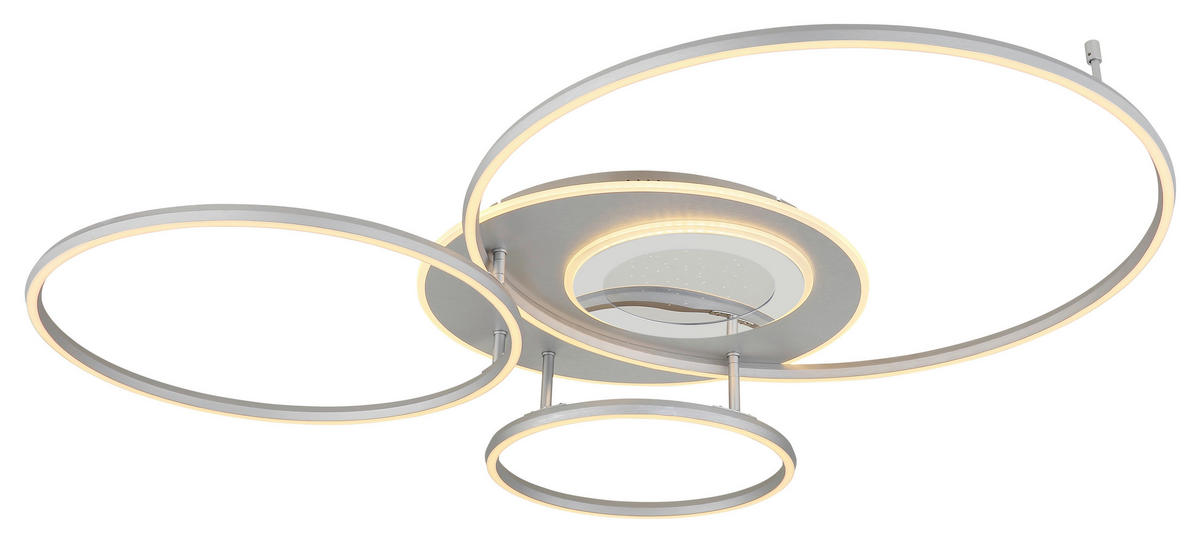 LED-DECKENLEUCHTE Johnson 116,6/86,4/13 cm  - Silberfarben/Opal, Design, Kunststoff/Metall (116,6/86,4/13cm) - Globo