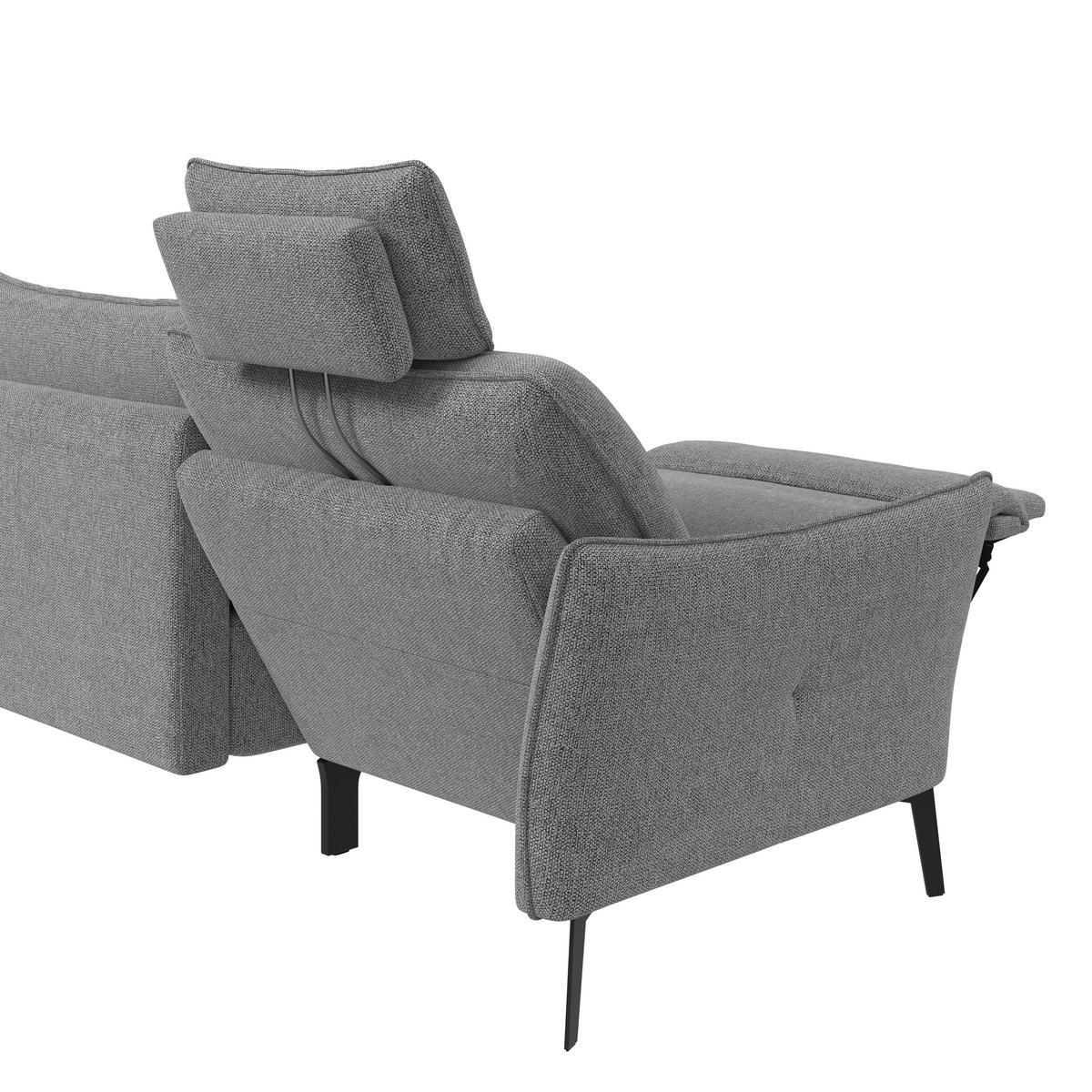 3-SITZER-SOFA  in Chenille Grau Modern  - Schwarz/Grau, KONVENTIONELL, Textil/Metall (184/90/92cm) - Elegando