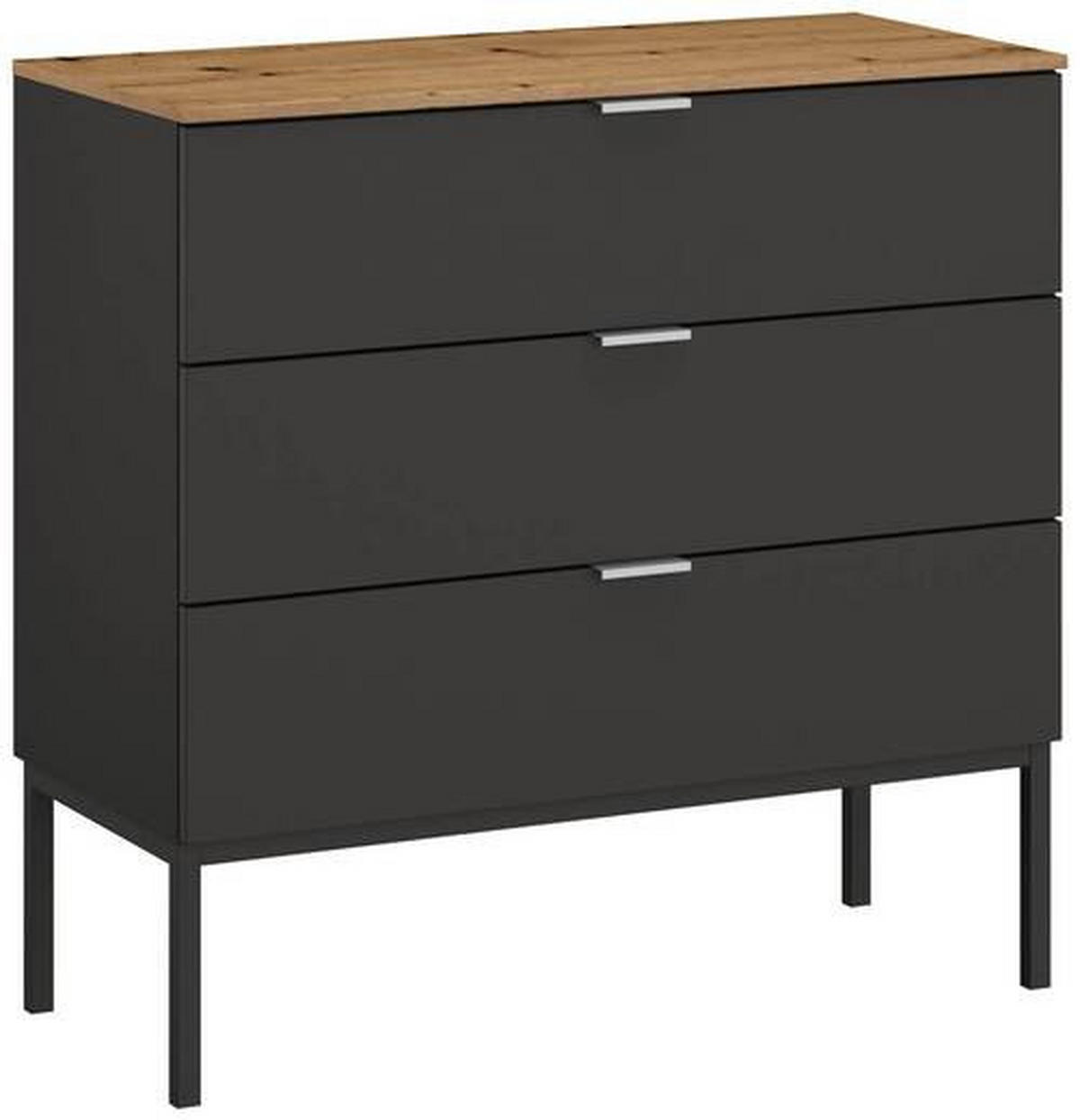 KOMMODE 80/80/42 cm  in Graphitfarben, Eiche Artisan  - Alufarben/Graphitfarben, Trend, Holzwerkstoff/Metall (80/80/42cm) - Stylife