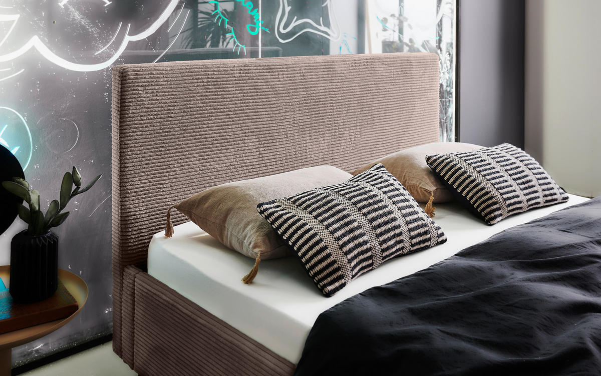 POLSTERBETT 140/200 cm  in Taupe  - Taupe/Schwarz, Basics, Holz/Textil (140/200cm) - Boxxx