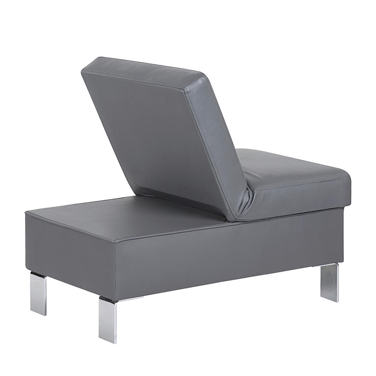 HOCKER Leder Anthrazit  - Chromfarben/Anthrazit, Design, Leder/Metall (91/44/57cm) - Livetastic