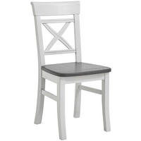 STUHL Grau, Weiß Kiefer massiv  - Weiß/Grau, ROMANTIK / LANDHAUS, Holz (45/94/43cm) - Boxxx