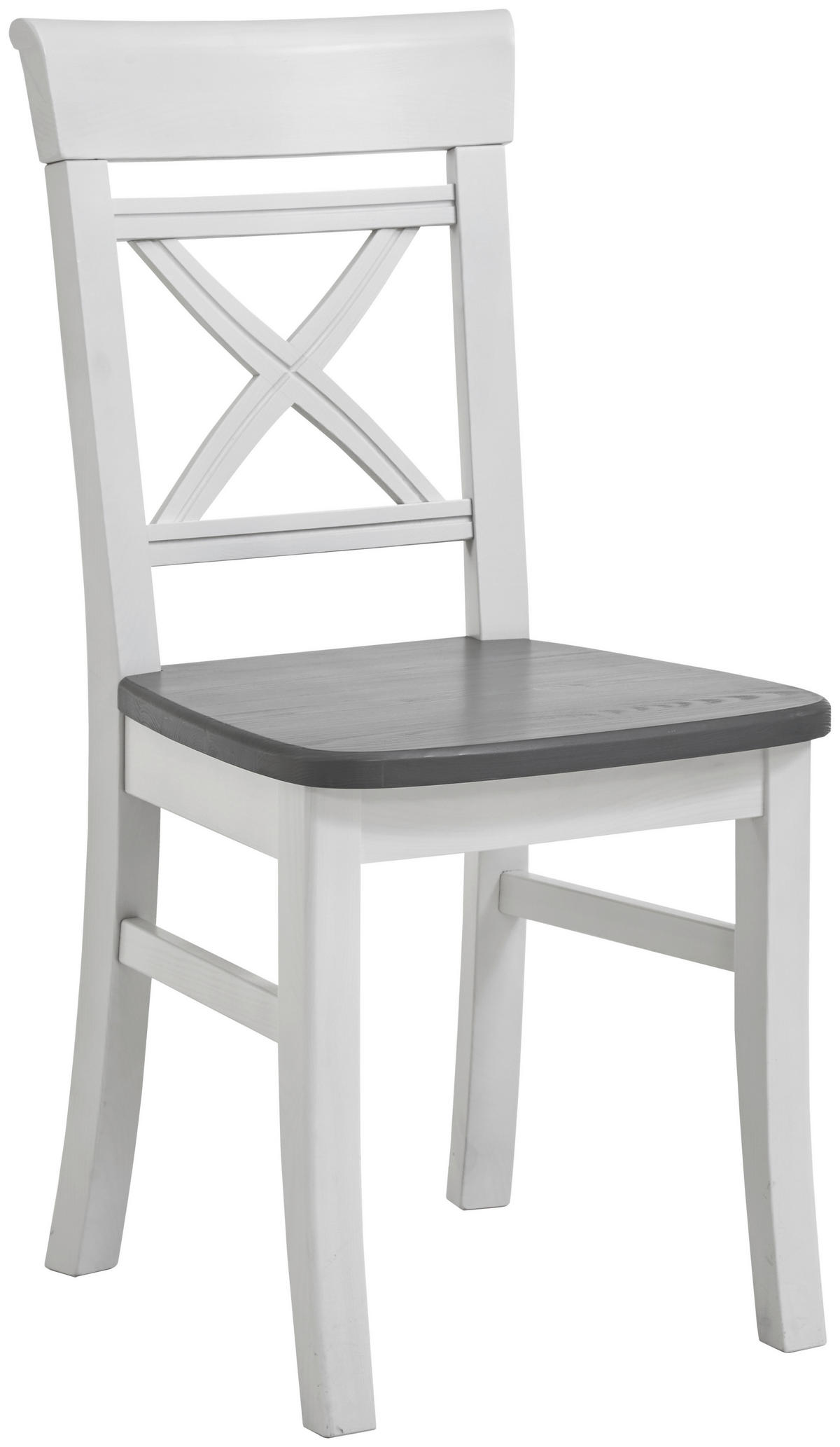 STUHL Grau, Weiß Kiefer massiv  - Weiß/Grau, ROMANTIK / LANDHAUS, Holz (45/94/43cm) - Boxxx