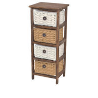 KOMMODE , , 4 Schublade(n)  - Dunkelbraun/Creme, Design, Holz/Textil (25/30/74cm) - MID.YOU