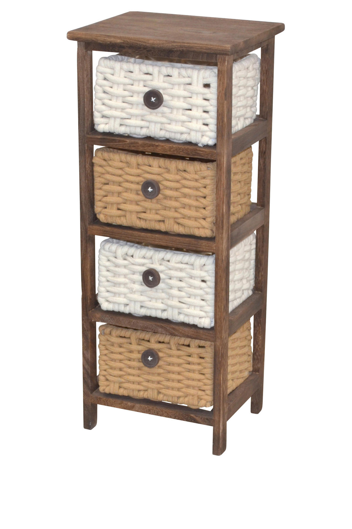 KOMMODE , , 4 Schublade(n)  - Dunkelbraun/Creme, Design, Holz/Textil (25/30/74cm) - MID.YOU