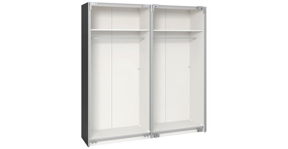 SCHWEBETÜRENSCHRANK in Anthrazit, Schwarz - Edelstahlfarben/Anthrazit, Design, Glas/Holzwerkstoff (203/215/65cm) - Carryhome