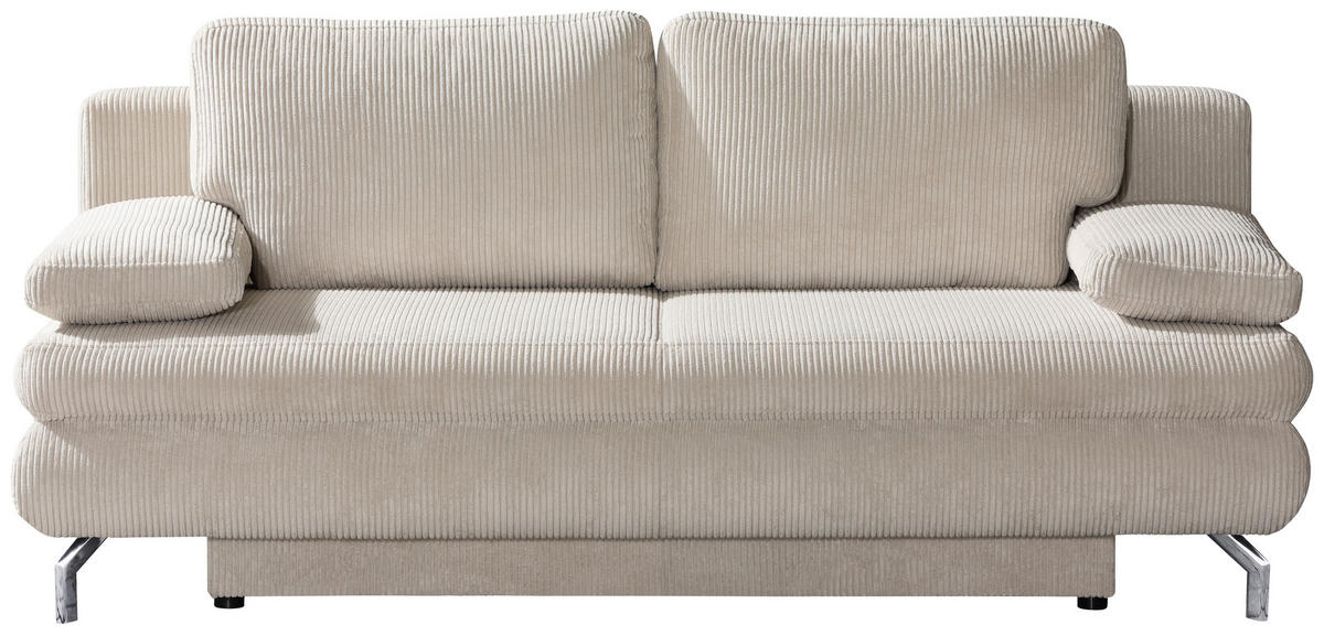 SCHLAFSOFA Rob Cord Beige Rückenkissen, Bettkasten, Schlaffunktion  - Eichefarben/Beige, Design, Holz/Textil (200/91/92cm) - Novel