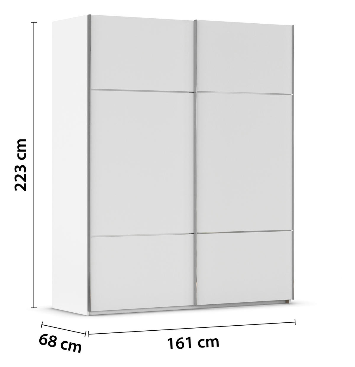 SCHWEBETÜRENSCHRANK in Weiss  - Chromfarben/Weiss, Konventionell, Holzwerkstoff/Metall (162/223/68cm) - Novel