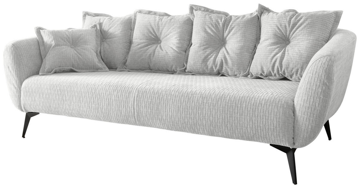 3-SITZER-SOFA in Mikrofaser Weiss  - Weiss/Schwarz, Modern, Textil/Metall (236/94/103cm) - Livetastic