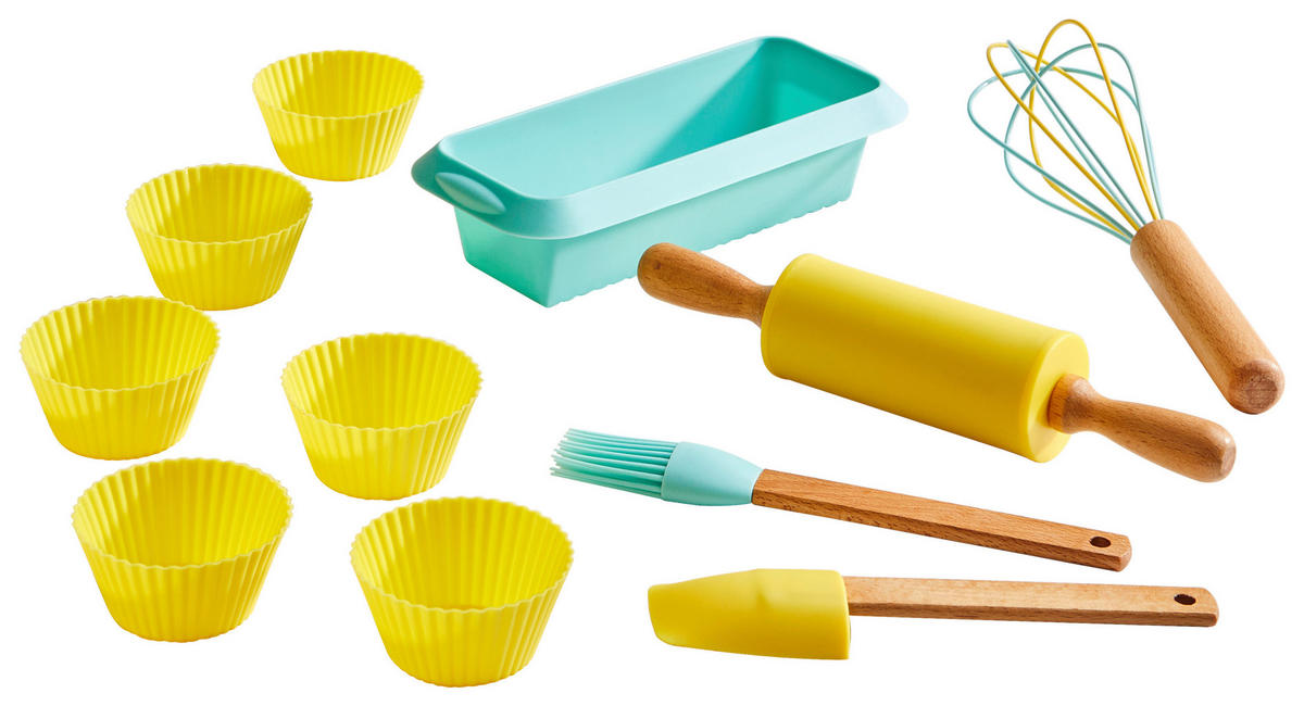 KINDERBACKSET  - Blau/Gelb, Basics, Holz/Kunststoff - X-Mas