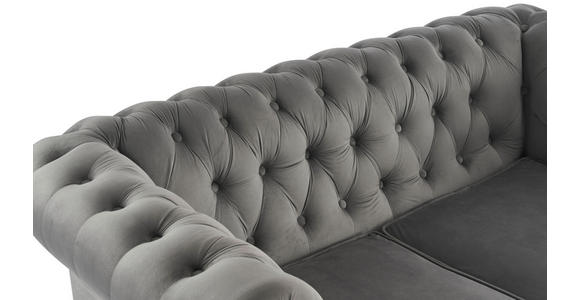 CHESTERFIELD-SOFA Samt Grau  - Schwarz/Grau, Trend, Holz/Textil (165/73/87cm) - Xora