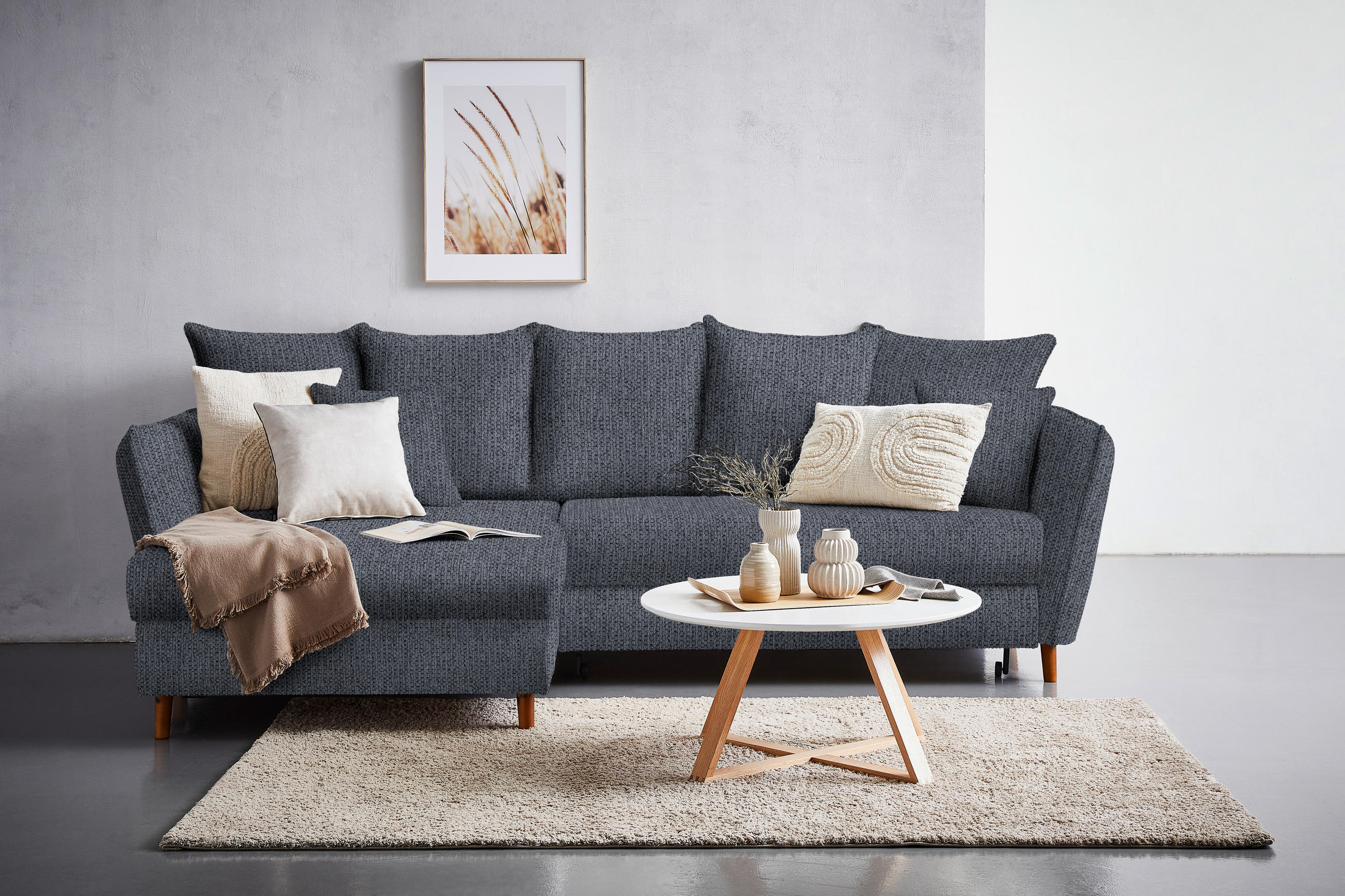 ECKSOFA in Webstoff Anthrazit  - Eichefarben/Anthrazit, Konventionell, Holz/Textil (284/162cm) - Carryhome