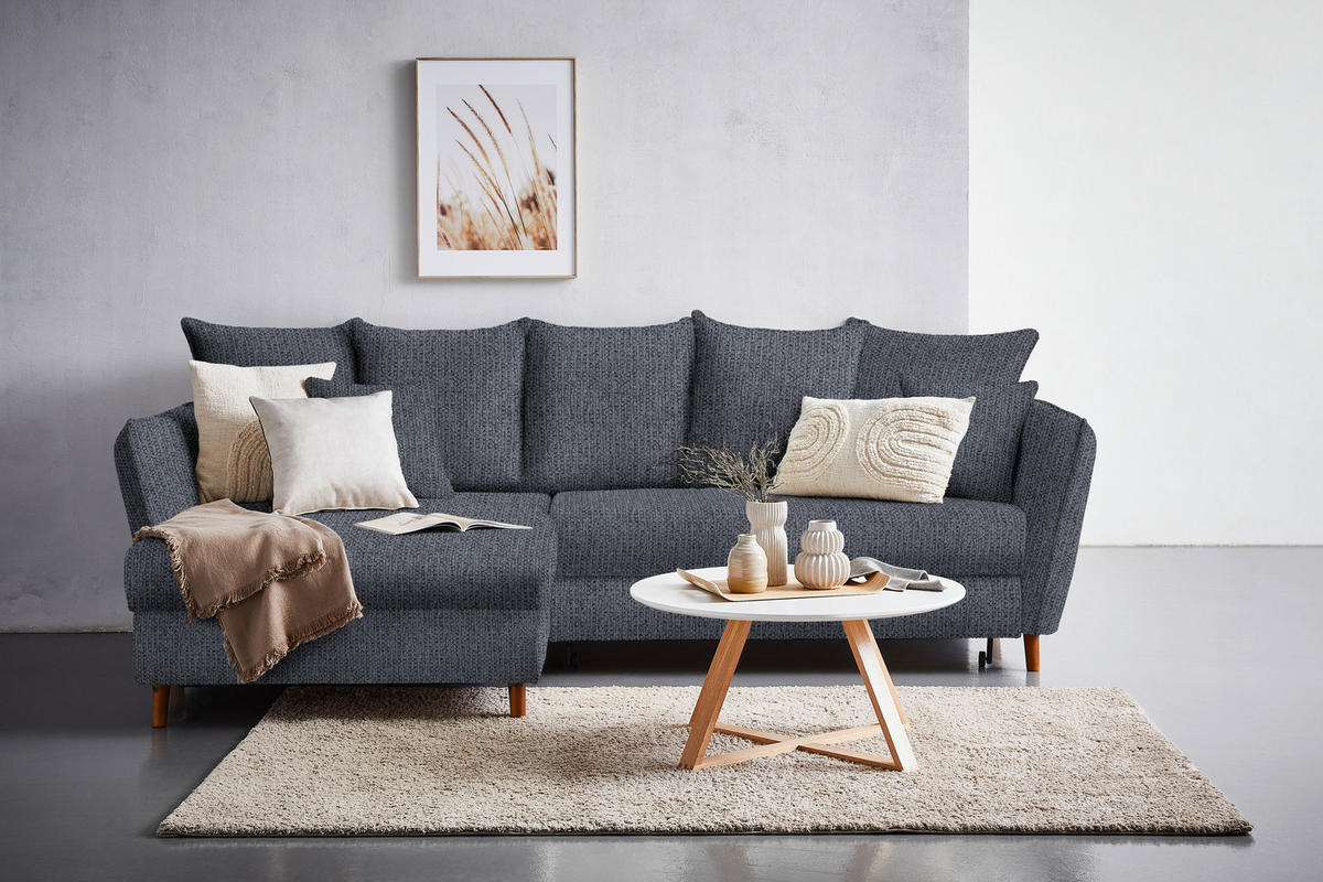 ECKSOFA in Webstoff Anthrazit  - Eichefarben/Anthrazit, Konventionell, Holz/Textil (284/162cm) - Carryhome
