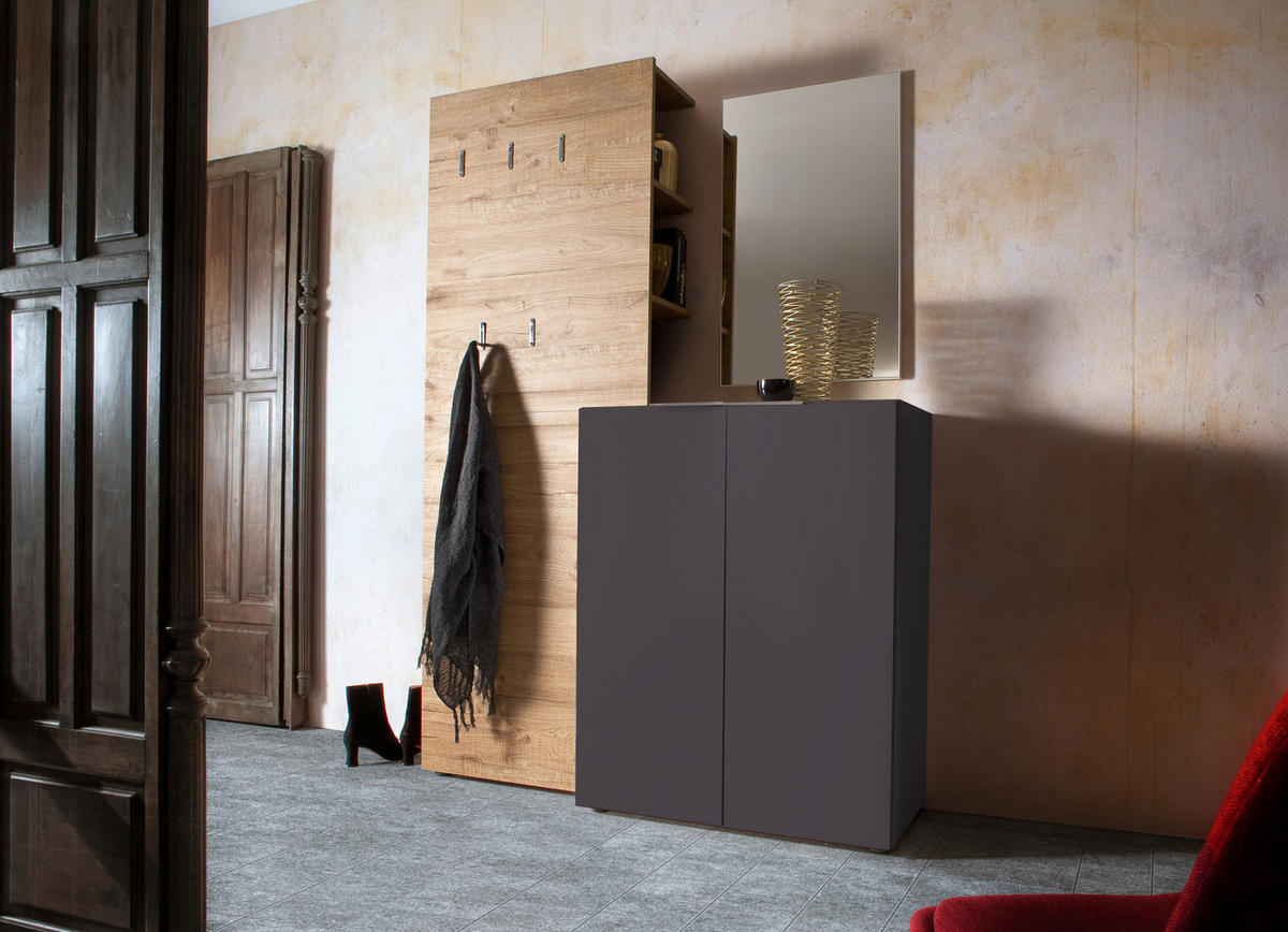 GARDEROBE 3-teilig  in 135/190/39 cm  - Eichefarben/Anthrazit, Design, Holzwerkstoff (135/190/39cm) - Carryhome