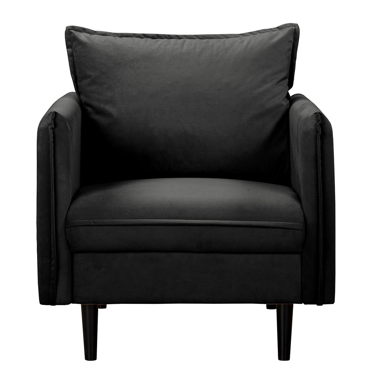 SESSEL Samt Schwarz  - Schwarz, Design, Holz/Textil (74/86/100cm) - P & B