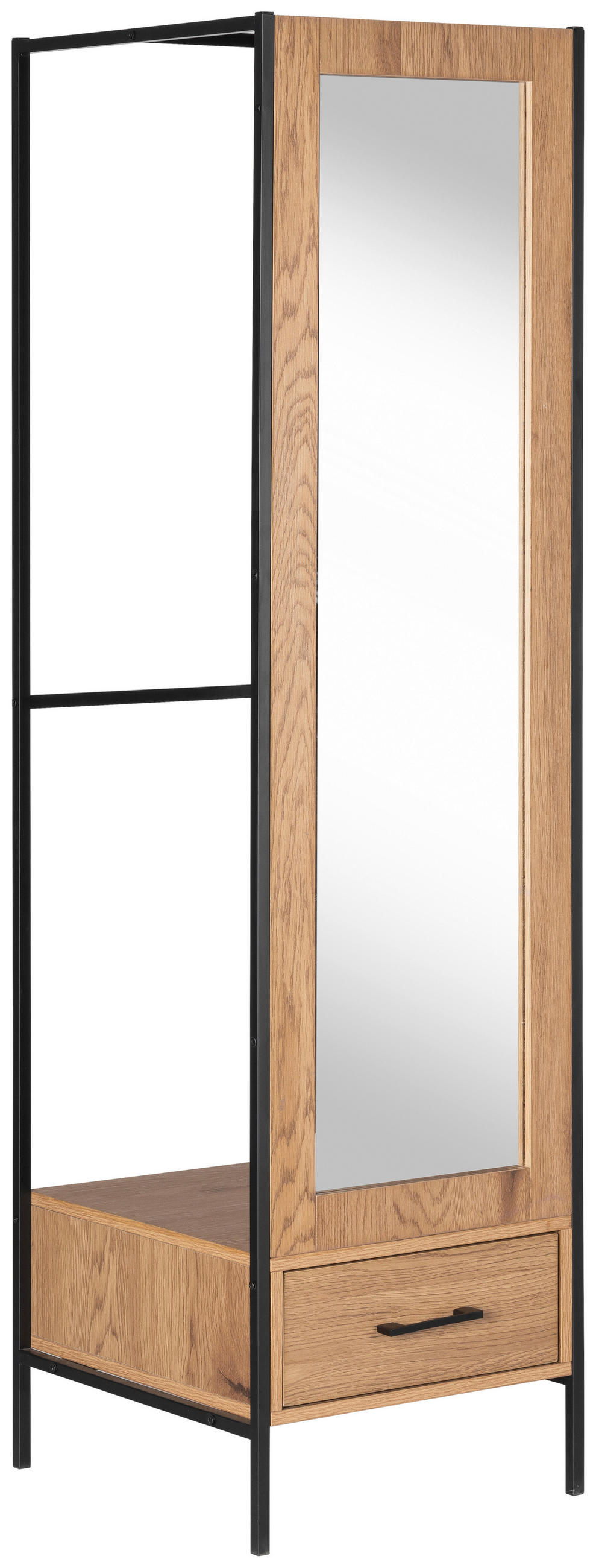 GARDEROBENSCHRANK 44,5/165/50 cm  - Schwarz/Naturfarben, Design, Glas/Holzwerkstoff (44,5/165/50cm) - MID.YOU