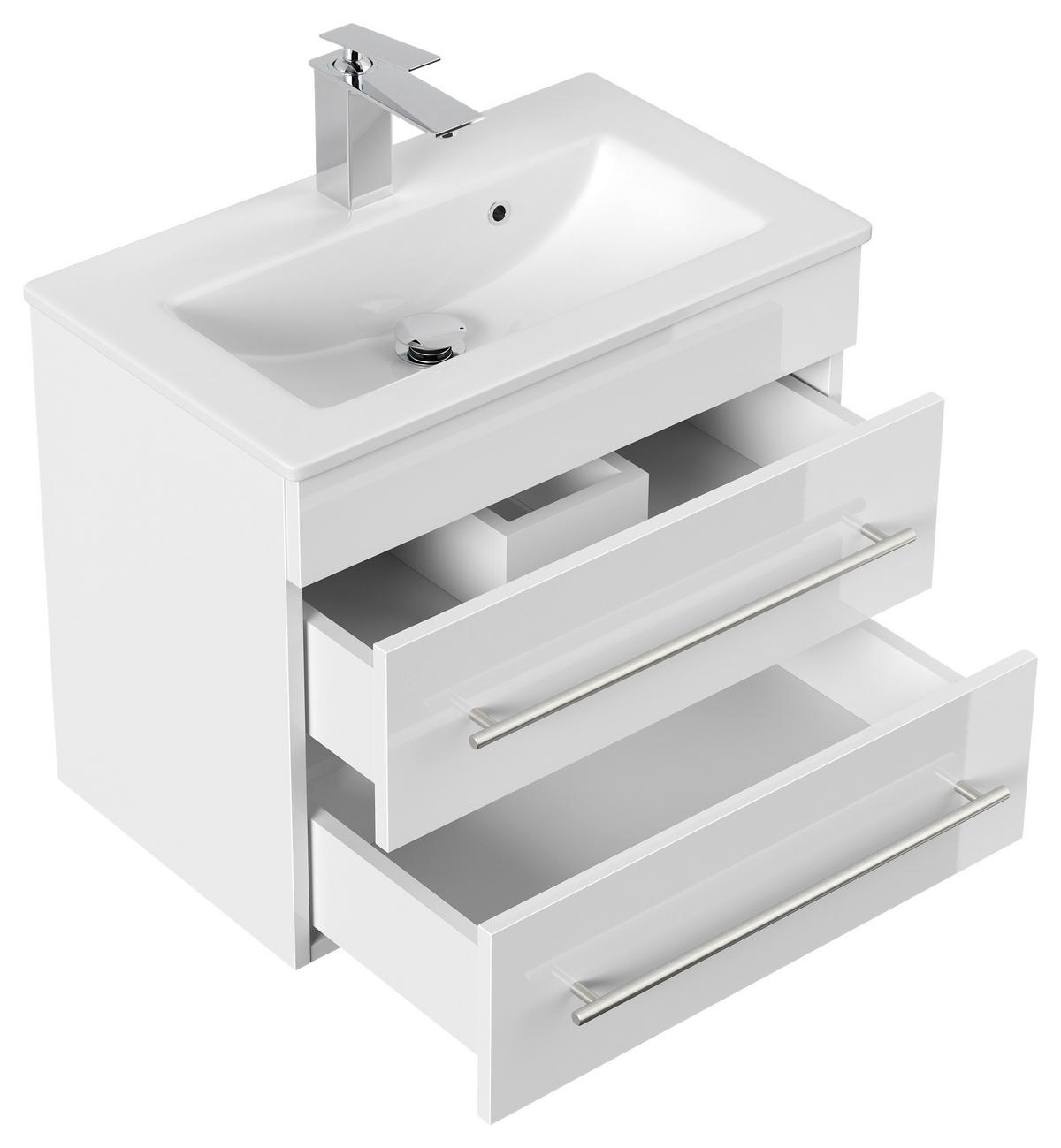 BADEZIMMER  in 60,6 cm  - Weiß Hochglanz/Silberfarben, MODERN, Holzwerkstoff/Metall (60,6cm) - MID.YOU