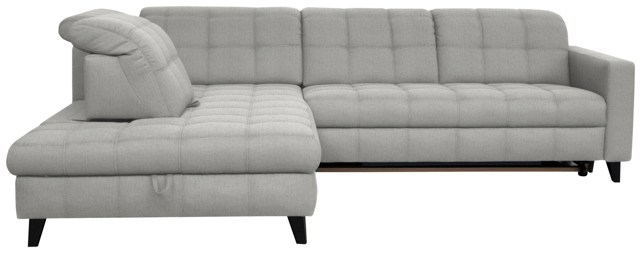 ECKSOFA in Webstoff Hellgrau  - Hellgrau/Schwarz, Design, Holz/Textil (216/297cm) - Xora