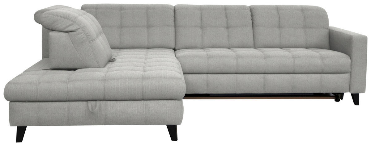 ECKSOFA in Webstoff Hellgrau  216/297 cm  - Hellgrau/Schwarz, Design, Holz/Textil (216/297cm) - Xora