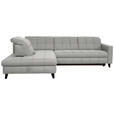 ECKSOFA in Webstoff Hellgrau  216/297 cm  - Hellgrau/Schwarz, Design, Holz/Textil (216/297cm) - Xora