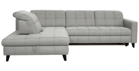 ECKSOFA in Webstoff Hellgrau 216/297 cm - Hellgrau/Schwarz, Design, Holz/Textil (216/297cm) - Xora