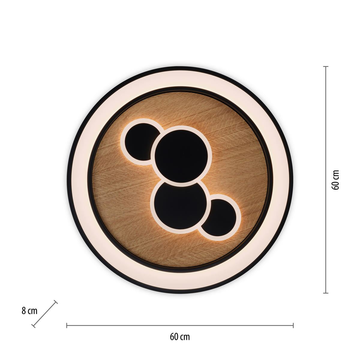 LED-DECKENLEUCHTE 60/60/8 cm   - Natur, Holz (60/60/8cm)