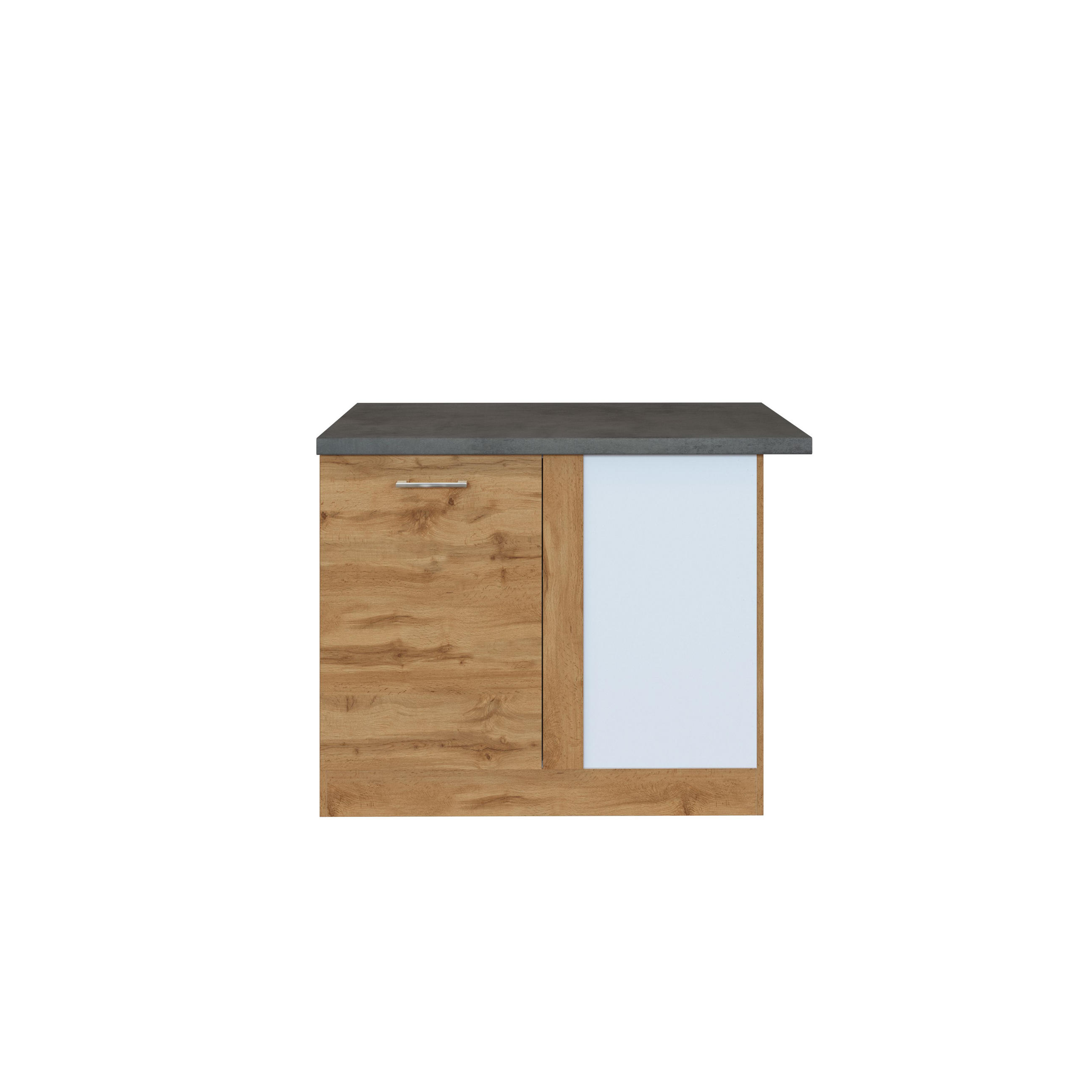 ECKUNTERSCHRANK 110/85/60 cm  in Eichefarben  - Chromfarben/Eichefarben, MODERN, Holzwerkstoff/Metall (110/85/60cm) - Held