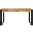 SCHREIBTISCH 150/65/76 cm  in Eichefarben  - Eichefarben/Schwarz, MODERN, Holz/Metall (150/65/76cm) - Linea Natura