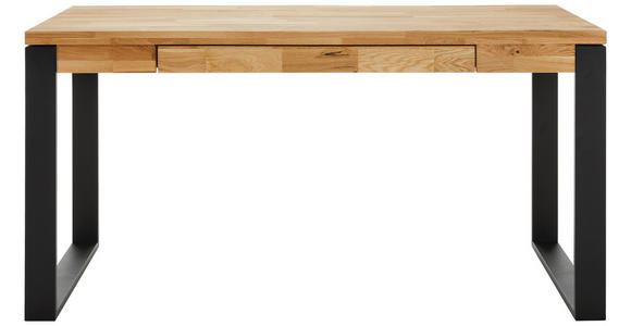 SCHREIBTISCH 150/65/76 cm  in Eichefarben  - Eichefarben/Schwarz, MODERN, Holz/Metall (150/65/76cm) - Linea Natura