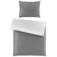 OBOJESTRANSKA POSTELJNINA 140/200 cm saten siva, bela  - siva/bela, Konvencionalno, tekstil (140/200cm) - Esposa