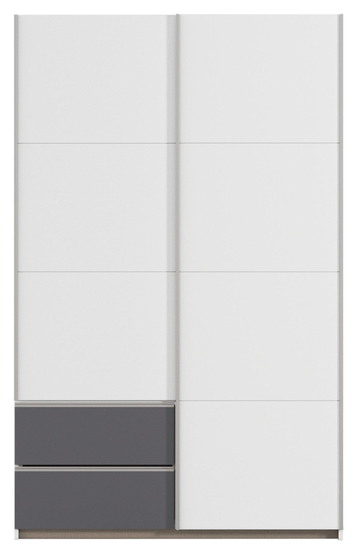 SCHWEBETÜRENSCHRANK 131/210/59 cm 2-türig Grau, Weiß  - Alufarben/Weiß, MODERN, Holzwerkstoff (131/210/59cm) - Rauch Möbel