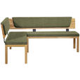 ECKBANK 171/248 cm Webstoff Grün, Eichefarben Eiche vollmassiv   - Eichefarben/Grün, KONVENTIONELL, Holz/Textil (171/248cm) - Linea Natura