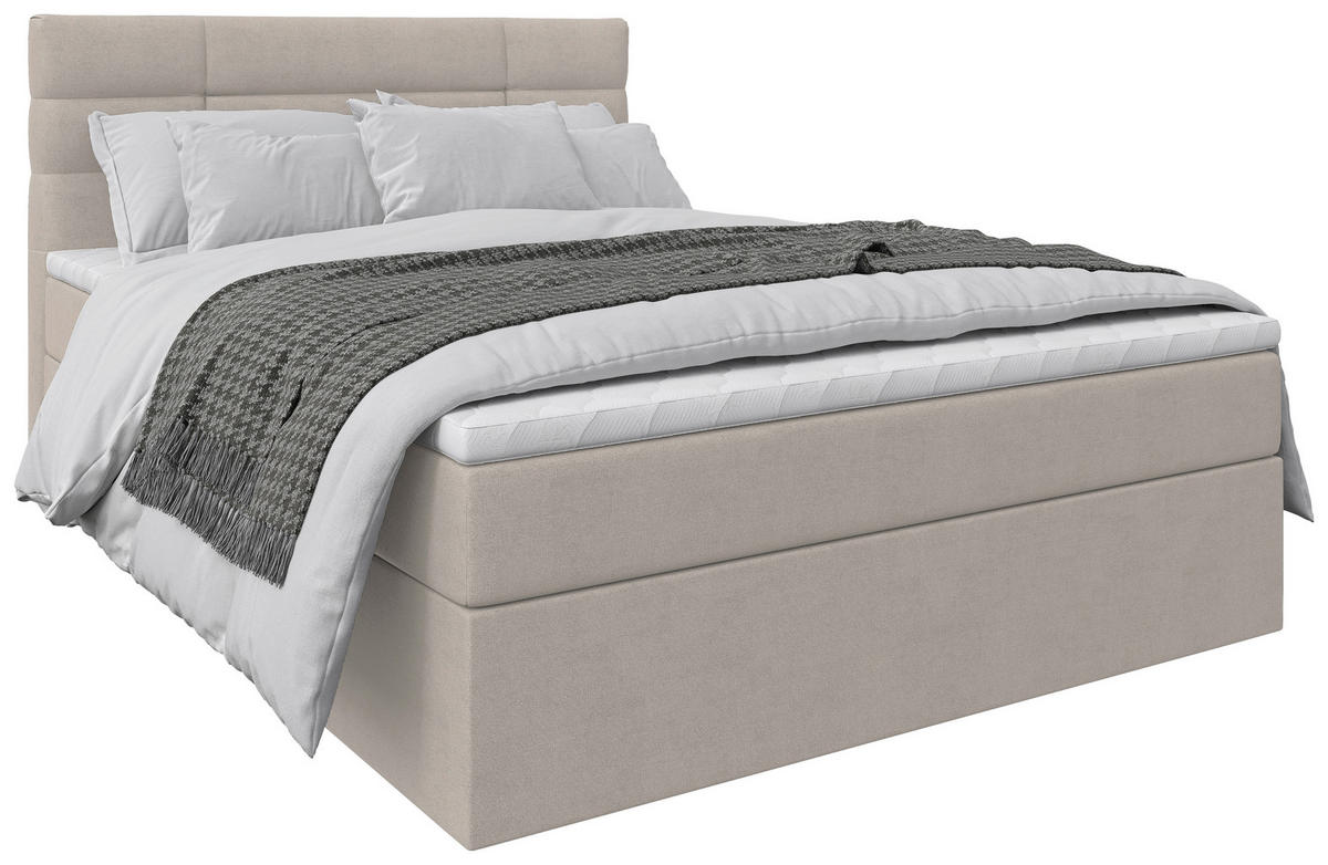 BOXBETT 140/200 cm  Creme  - Creme/Schwarz, Konventionell, Holz/Kunststoff (140/200cm) - Carryhome