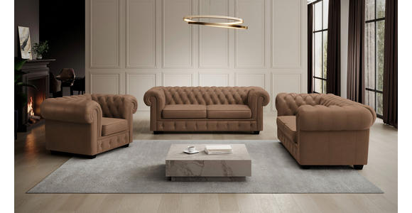 CHESTERFIELD-SESSEL - Wengefarben/Braun, LIFESTYLE, Holz/Textil (115/76,5/96cm) - Landscape