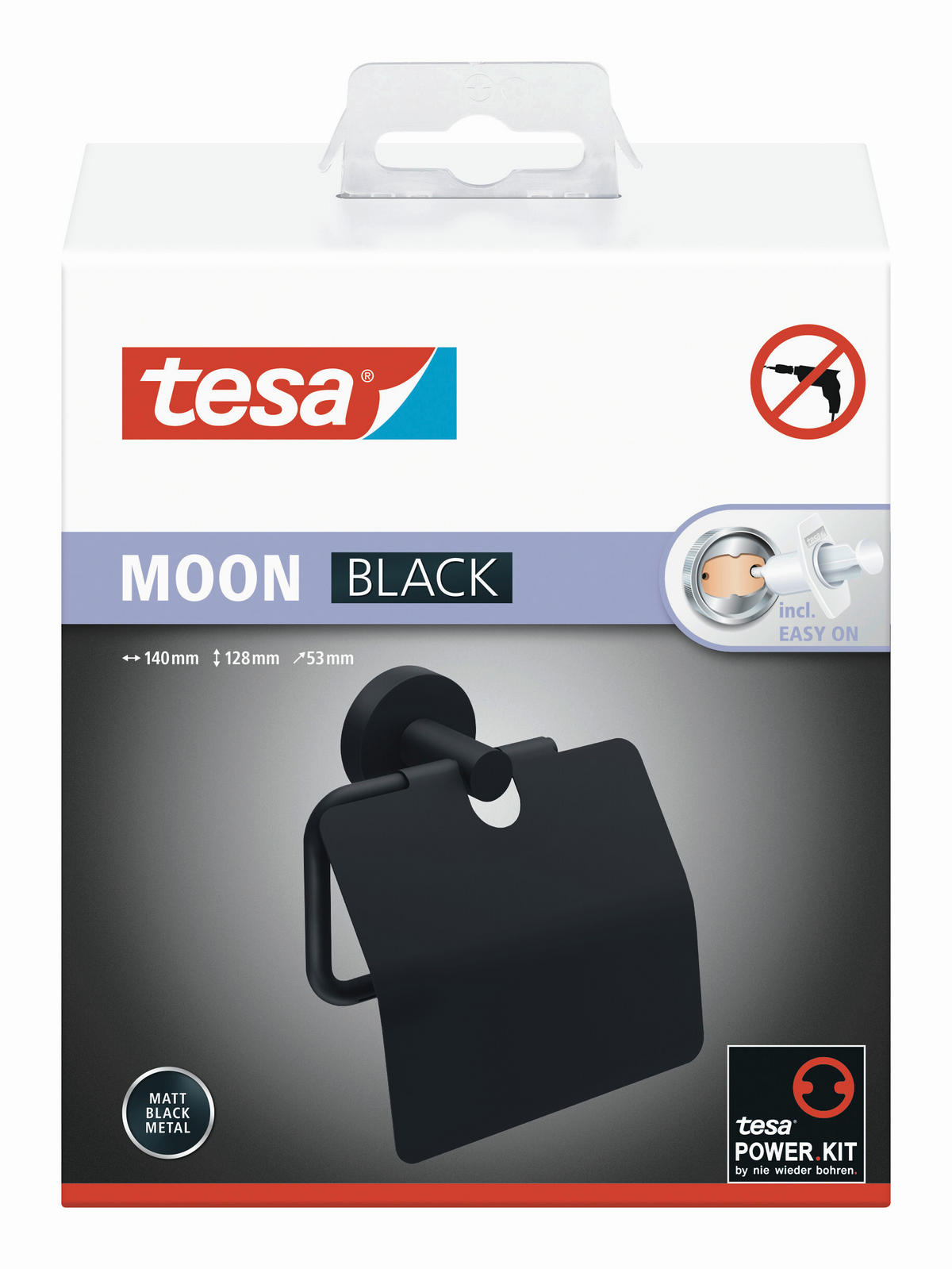 TOILETTENPAPIERHALTER - Schwarz, Basics, Metall (14/12,8/5,25cm) - Tesa