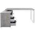 ECKSCHREIBTISCH 140/170/75 cm  in Grau, Weiß Hochglanz  - Edelstahlfarben/Weiß Hochglanz, Design, Holzwerkstoff/Metall (140/170/75cm) - Carryhome