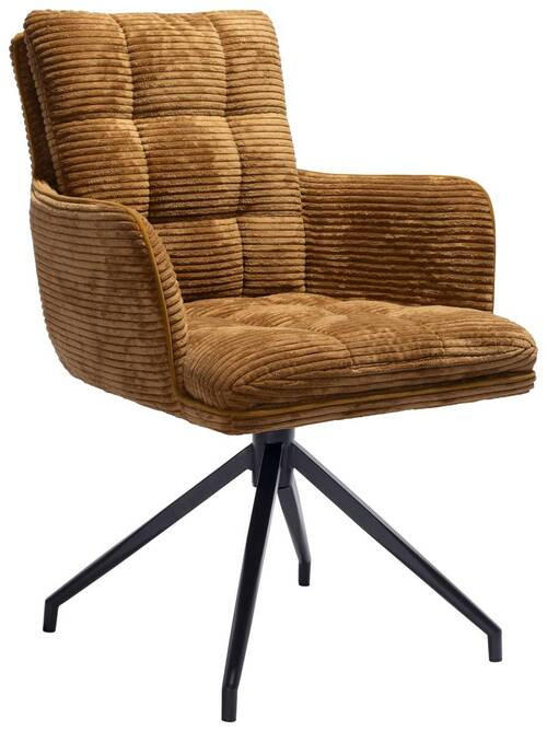 ARMLEHNSTUHL  in Eisen Cord  - Rotbraun/Schwarz, Design, Textil/Metall (66/89/64cm) - Stylife