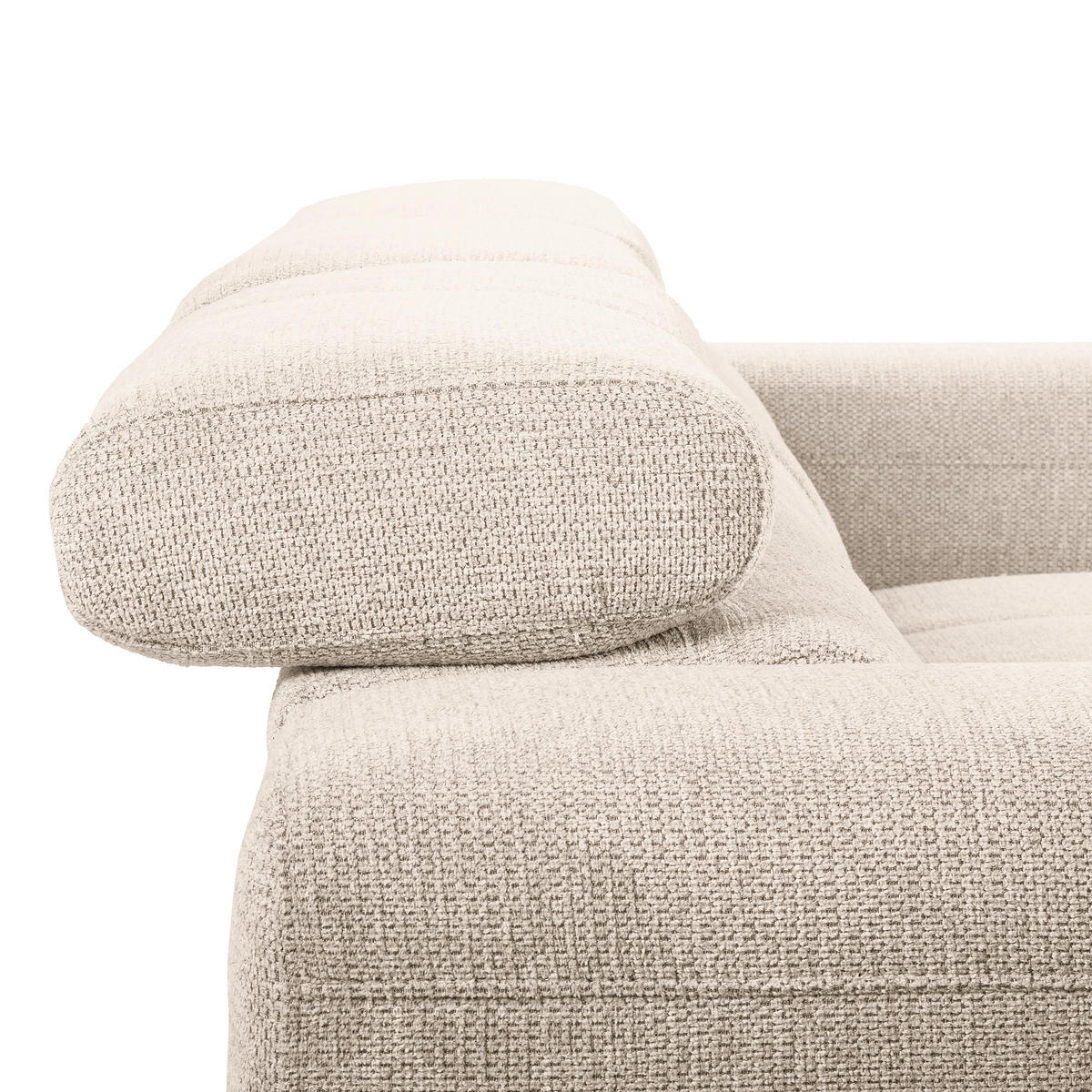 ECKSOFA TORINO Beige Chenille Bettkasten, Kopfteilverstellung  - Beige/Schwarzchrom, Design, Textil/Metall (247/173cm) - Livetastic
