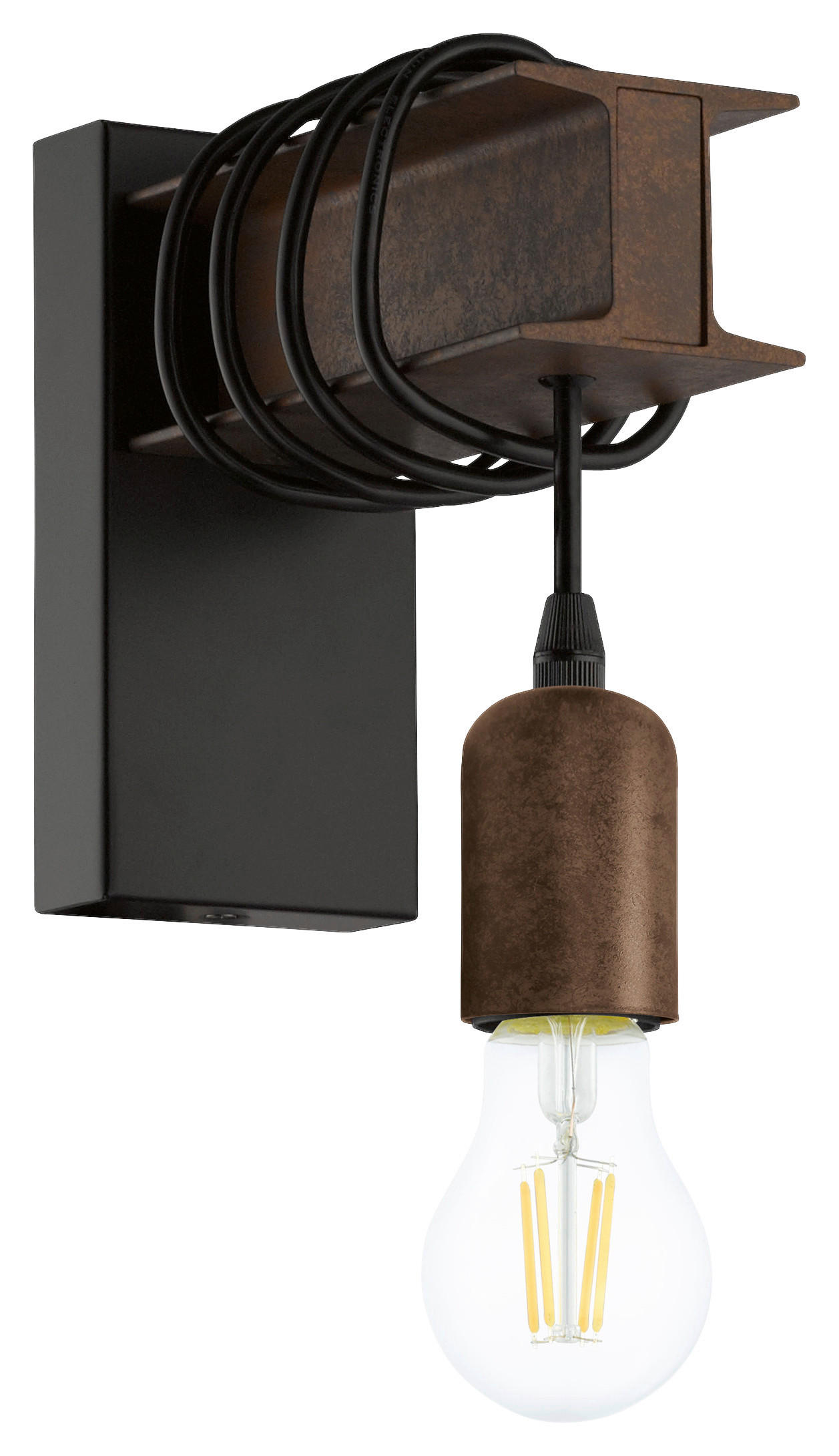 WANDLEUCHTE 8 cm   - Schwarz/Braun, LIFESTYLE, Metall (8cm)